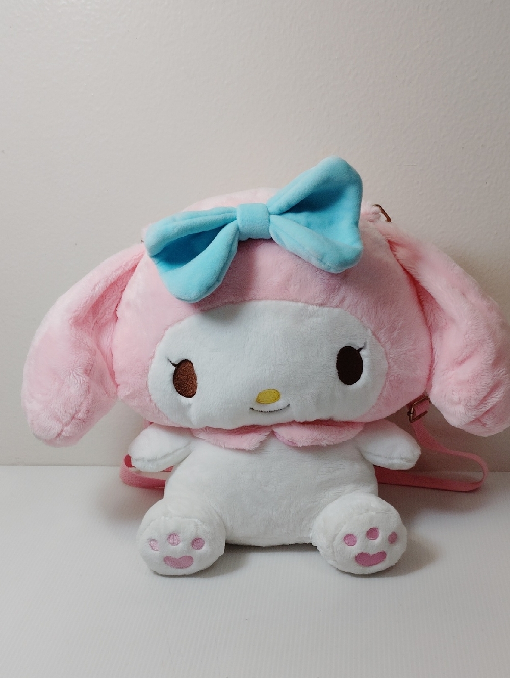 Sanrio My Melody Plush Backpack - Pink, White & Blue Bow, Hello Kitty And Friend